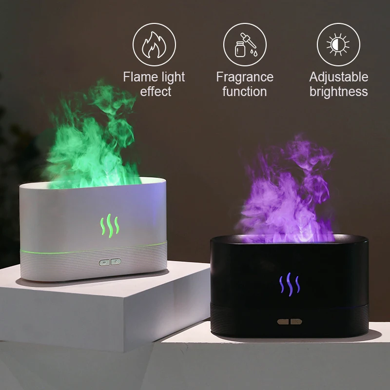 

Colorful Flame Humidifier 180ml Aromatherapy Humidifiers Diffusers Portable USB LED Realistic Fire Essential Oil Aroma Diffuser