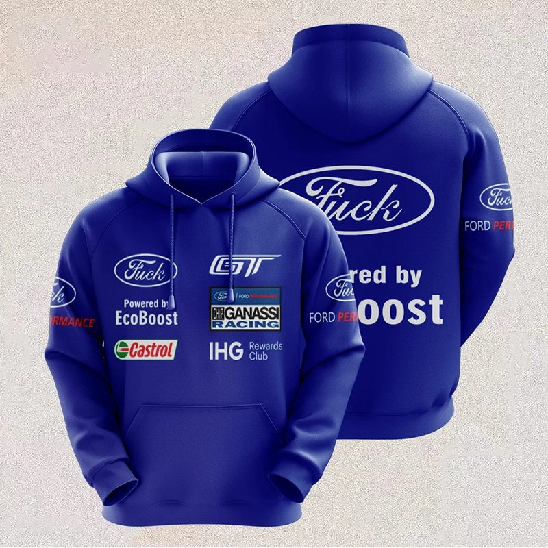 Autumn new Ford GT racing suit F1 Le Mans commemorative 3d printed hoodie men and women Harajuku pullover racing jacket