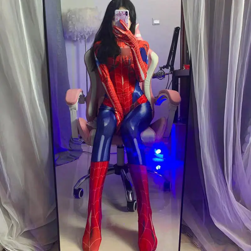 Woman Maid Suit Girl Sexy Lingerie with Front Zipper Passionate Spider Cosplay Open Crotch Jumpsuits Bodysuit Zentai |