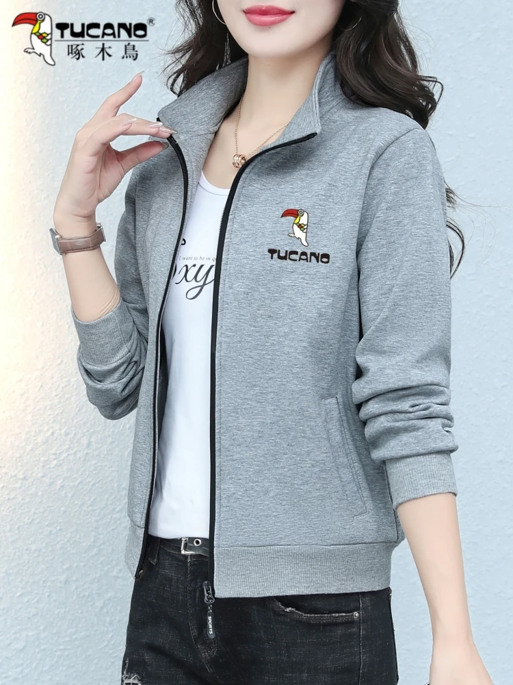 Woodpecker Pure Cotton Outerwear Women Spring and Autumn 2024 New Fashion Casual Baseball Uniform Short Cardigan Hoodie Jacket |