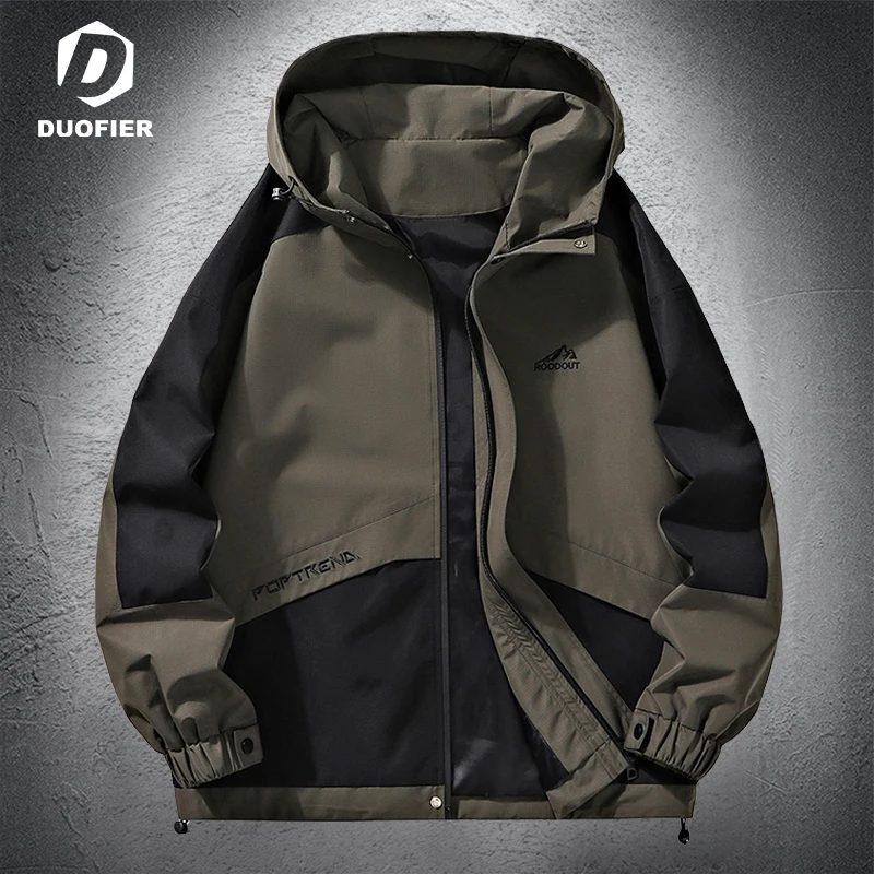 

Fashion Men's Hooded Jackets Men Spring Autumn Outdoor Windproof Coat New Solid Patchwork Jacket Sports Hiking Breathable Coats