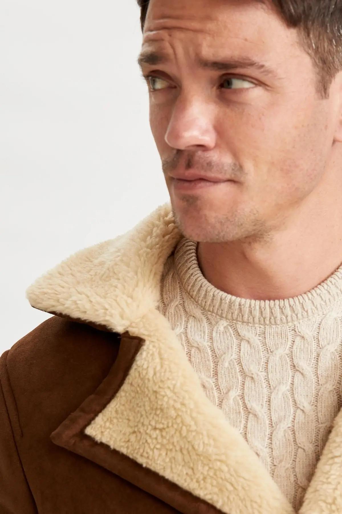 Slim Fit Jacket Collar Suede Coat