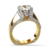 HOYON hot selling new pure 14k yellow gold color full diamond style crown ring for men and women creative for engagement ring