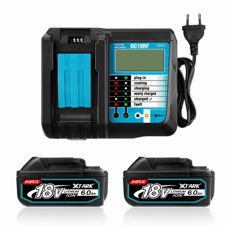 

Rechargeable Battery BL1860B 18V 6000mAh Backup Battery For Makita 18VBL1860 BL1840 BL1850 Cordless Drill With DC18RF 3A Charger