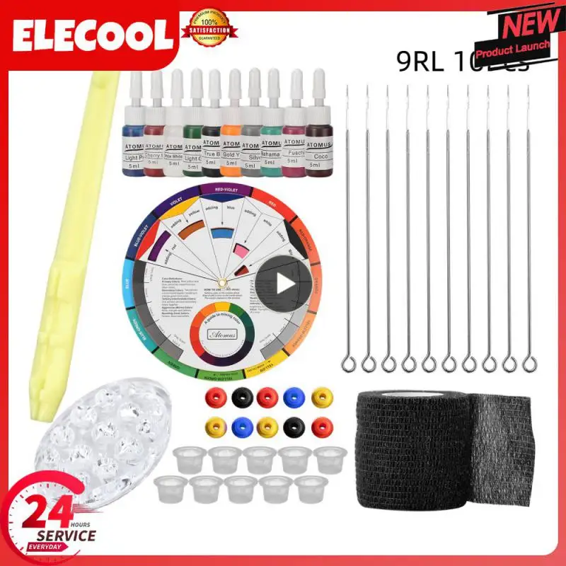 

3D 9RL Tattoo Needle Tattoo Color Wheel Color Material Tattoo Set Tattoo Beginners Practice Kits Tattoo Elastic Bandage