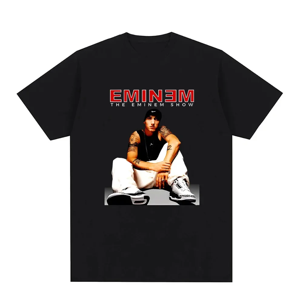 Хлопковая футболка с принтом в стиле рэпера коротким рукавом и круглым вырезом