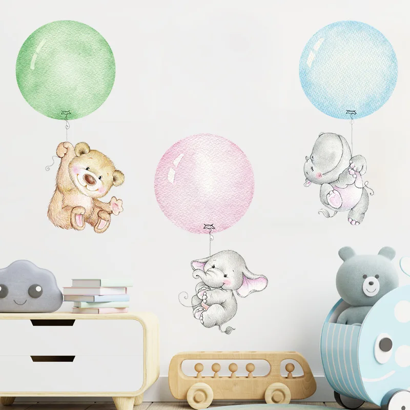 

Animals Balloon Stickers Kids Wall Stickers Cartoon Wall Decals Removable Self-adhesive Vinyl Murals Home Decoration Wallpapers