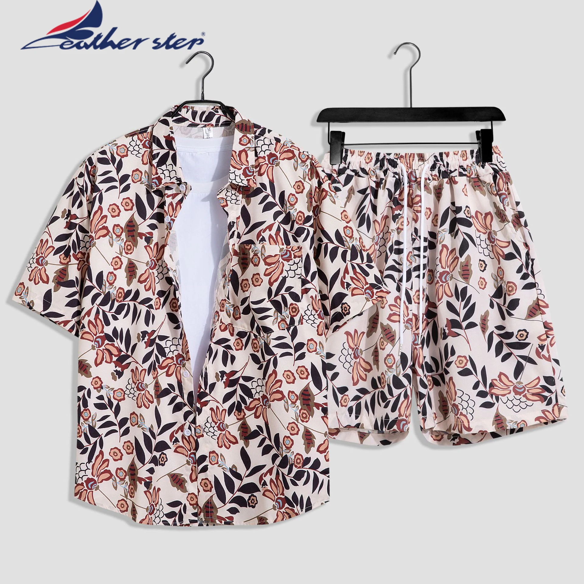 Male Set Short Sleeve Hawaiian Shirt And Shorts Summer Casual Floral Shirt Beach Two Piece Suit 2023 New Fashion Men Sets M-3XL