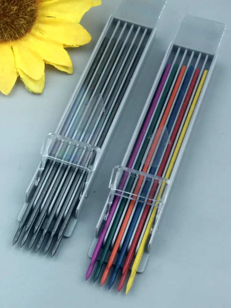 Lead 2mm Pencil Lead Holder 2h/hb/2b/3b/4b/6b Red/blue/yellow 2.0mm Color Refill For Mechanical Pencil Lead 2.0 Refill