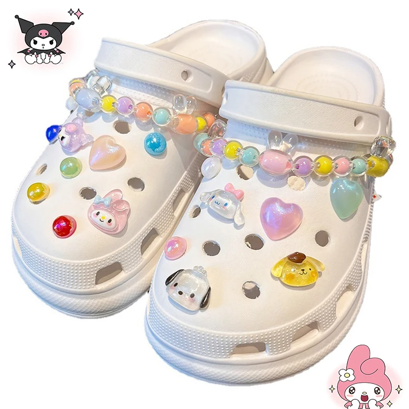 

21 Styles Sanrios Shoe Buckle Set 2023 New Kawaii My Melody Kuromi Cinnamoroll Purin Charm Diy Accessories Hole Shoes Bead Chain
