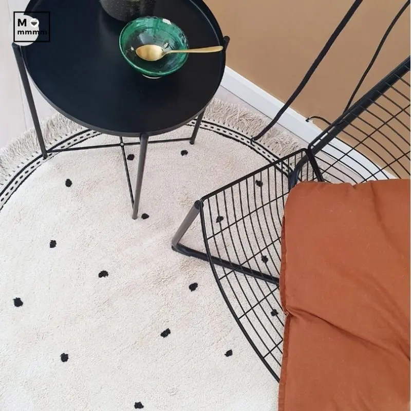 Белый пушистый ковер для гостиной мягкий белый коврик ног в горошек плюшевый