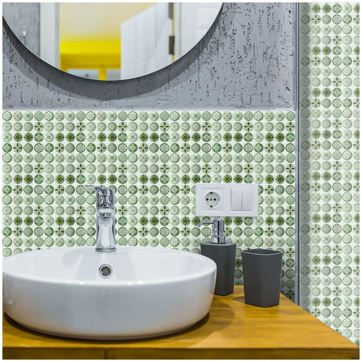 

Mosaic Style Simulation Tile Stickers Self-adhesive Crystal Membrane Waterproof Wall Sticker Bathroom Wall Stickers Removable