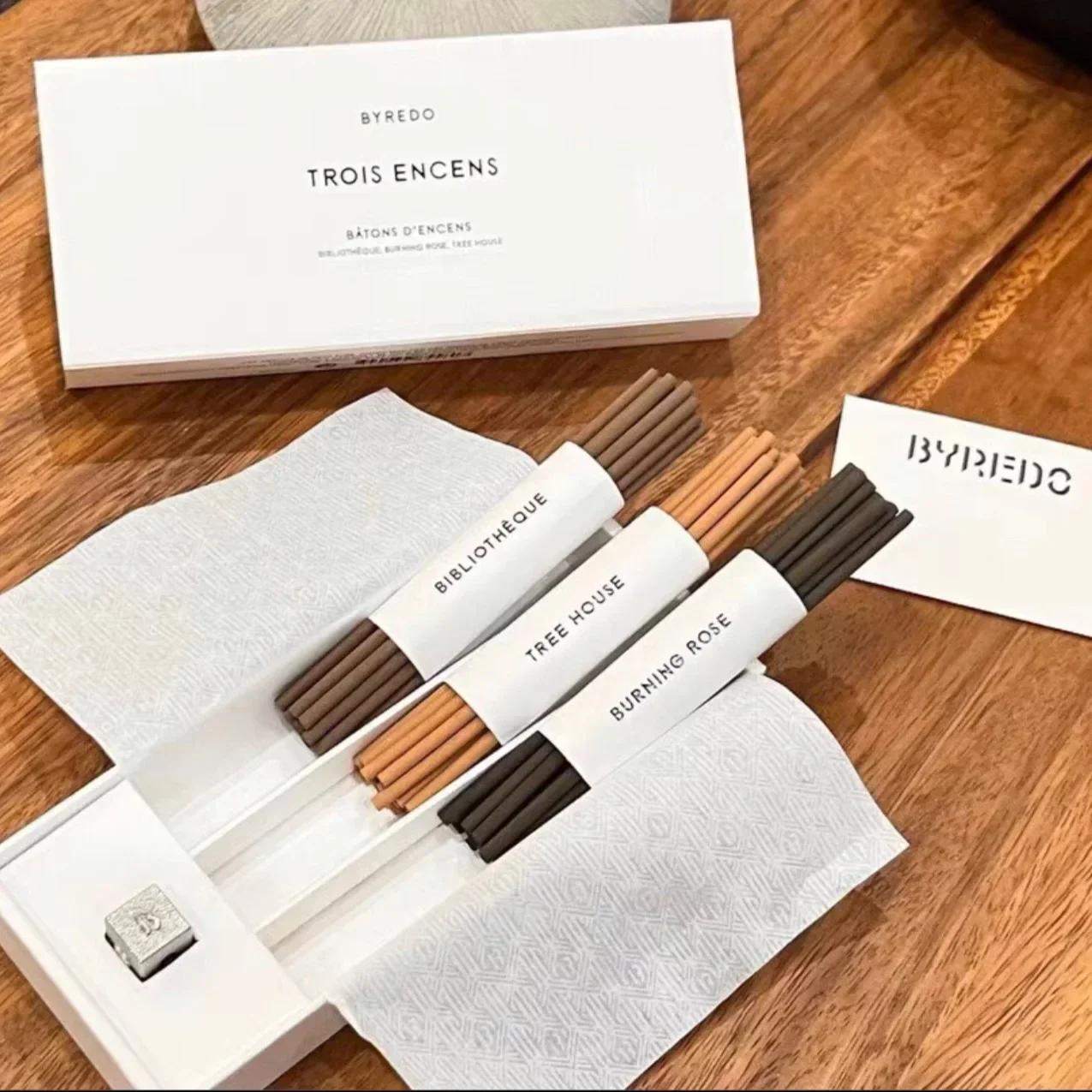 Byredo 60 шт. ароматические палочки Trois Encens подарочный набор Bibliothèque деревянный домик