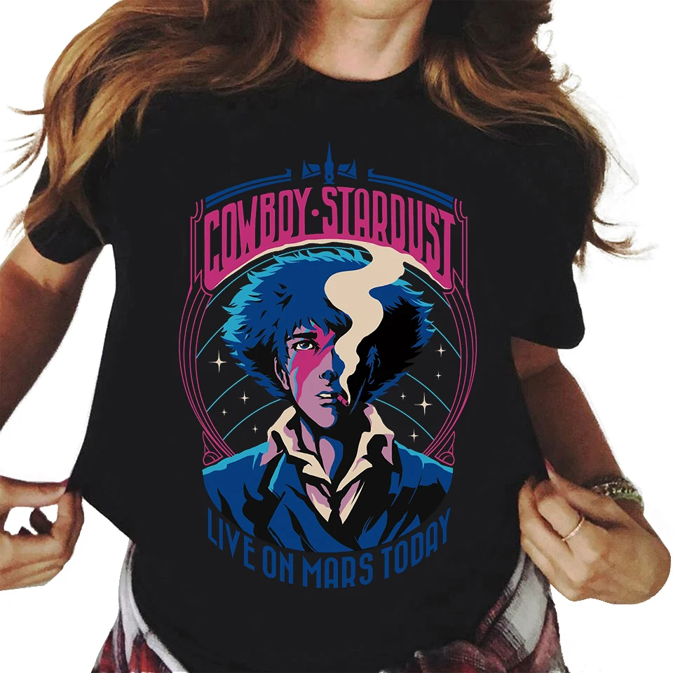 

Классные Футболки Cowboy Bebop с японским Аниме Манга Харадзюку, модная футболка с круглым вырезом, уличная одежда, повседневные топы, футболка