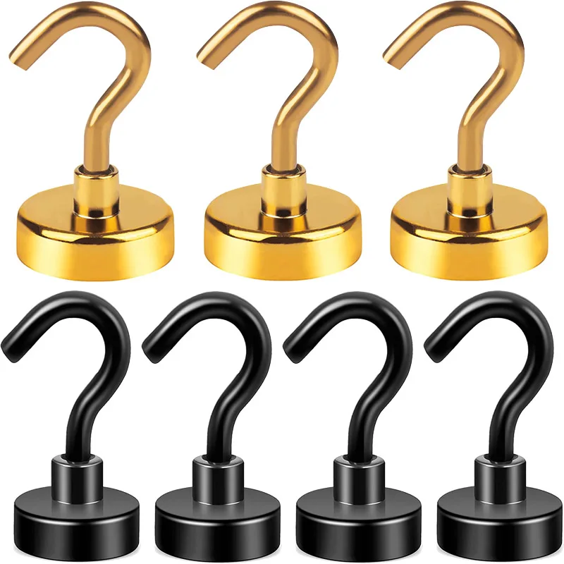 

10-30PCS Black Gold Kitchen Bathroom Magnetic Hook Key Cup Hat Robe Bag Towel Hanging Hanger Bar Office Storage Organization