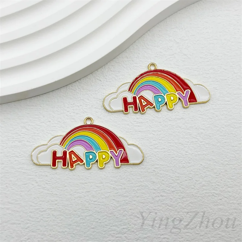 10pcs Alloy Drip Oil Charm Cartoon Rainbow Clouds DIY Earrings Bracelet Pendant Neacklace Accessories For Jewelry Making Craft G