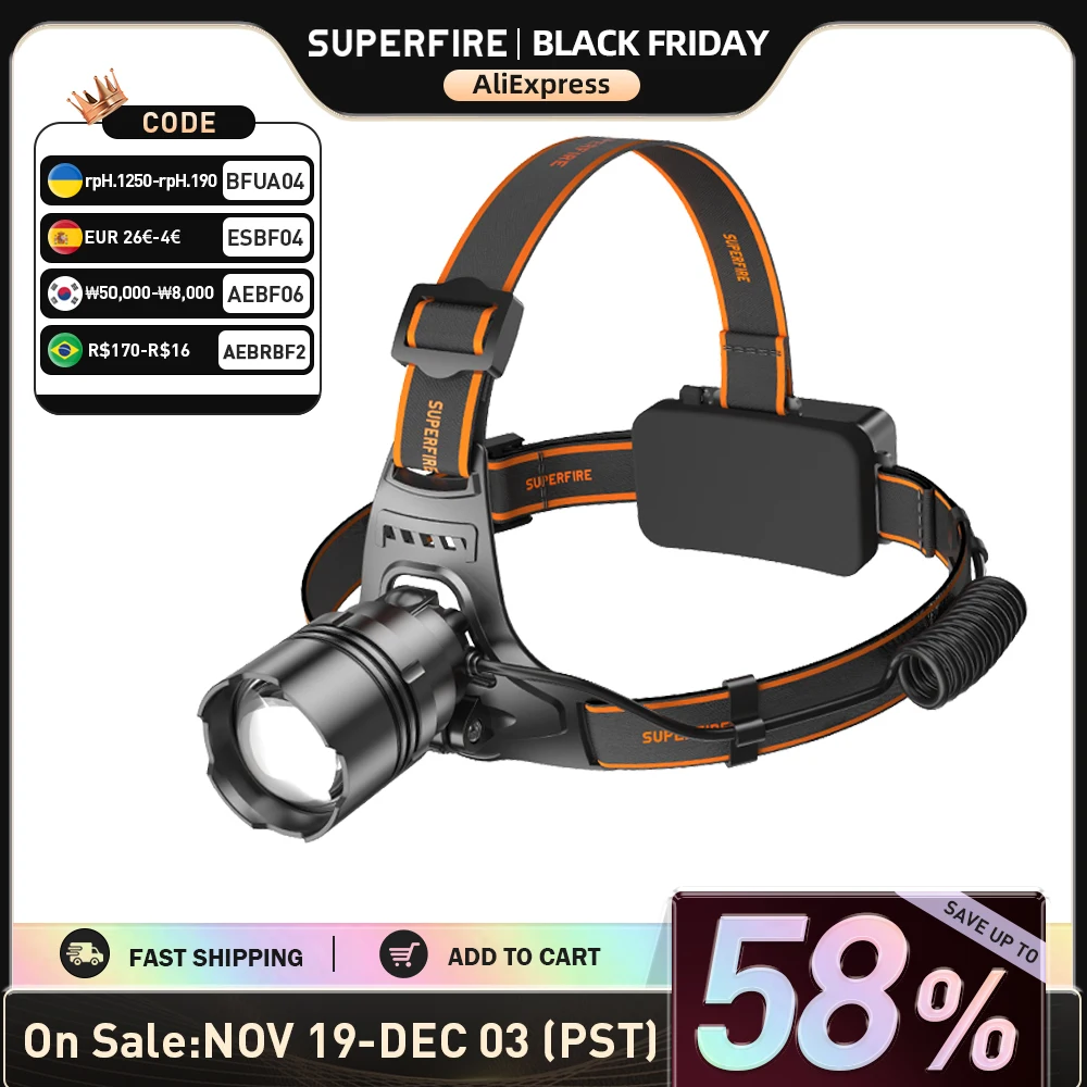 

SUPERFIRE HL31 Телескопический налобный фонарь