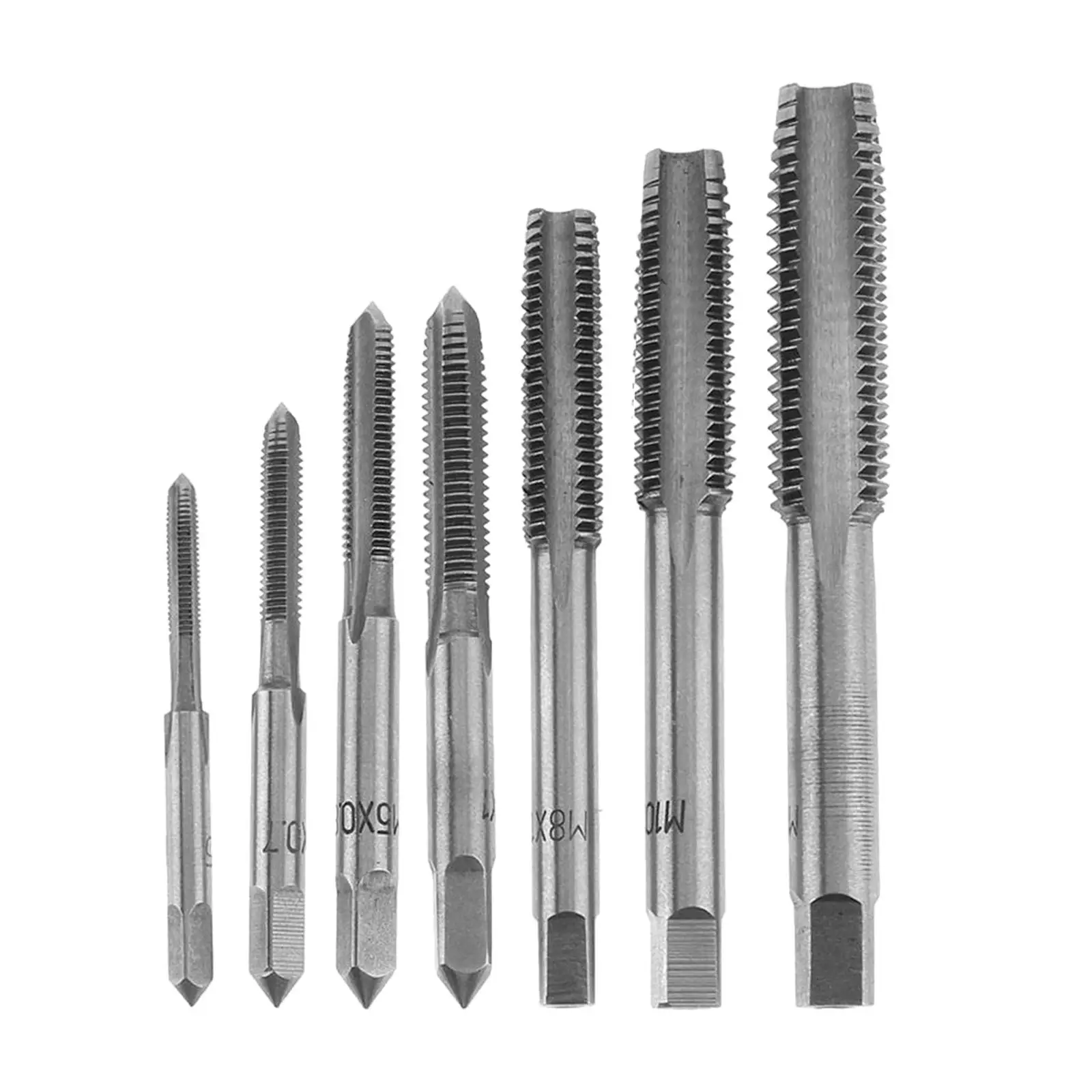 

7x Metric Thread Machine Tap Set HSS High Speed Steel M3 M4 M5 M6 M8 M10 M12 Straight Fluted Tapping Bits Tool Tap Set