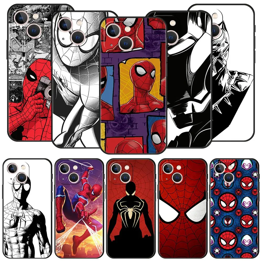 

Cool Spiderman Luxury Phone Case For iPhone 13 Mini 12 11 Pro MAX XR X SE XS 7 8 Plus Soft Silicone Black Cover Shell Funda