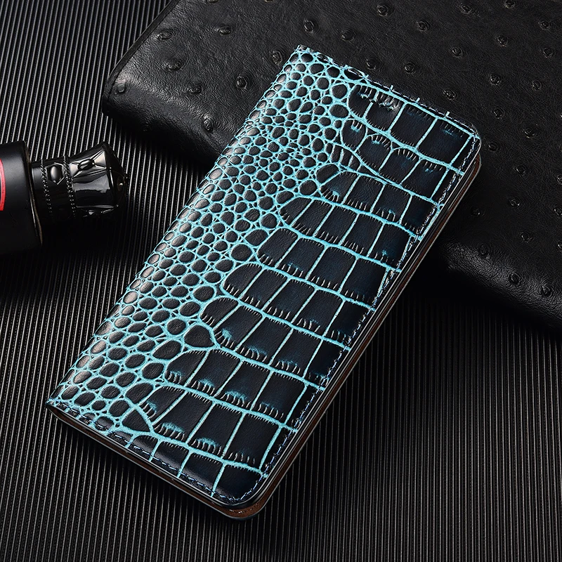

Crocodile Genuine Leather Case For OPPO Realme C20 C20A C21 C21Y C25 C25Y C25s C30 C31 C35 Magnetic Flip Phone Wallet Cover