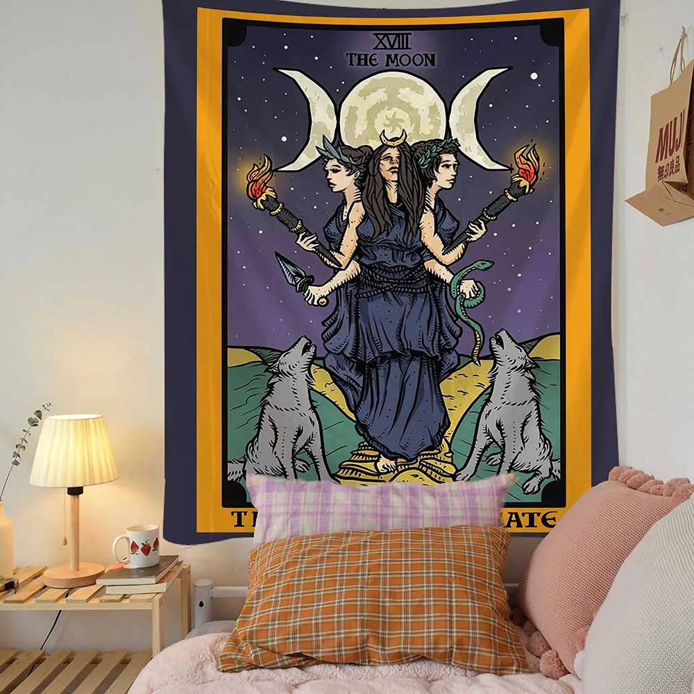 

Tarot Tapestry Home Decor Witchcraft Hippie Macrame Posters Wall Art Boho decor Wall Hanging Vintage Decorative Banners Flags