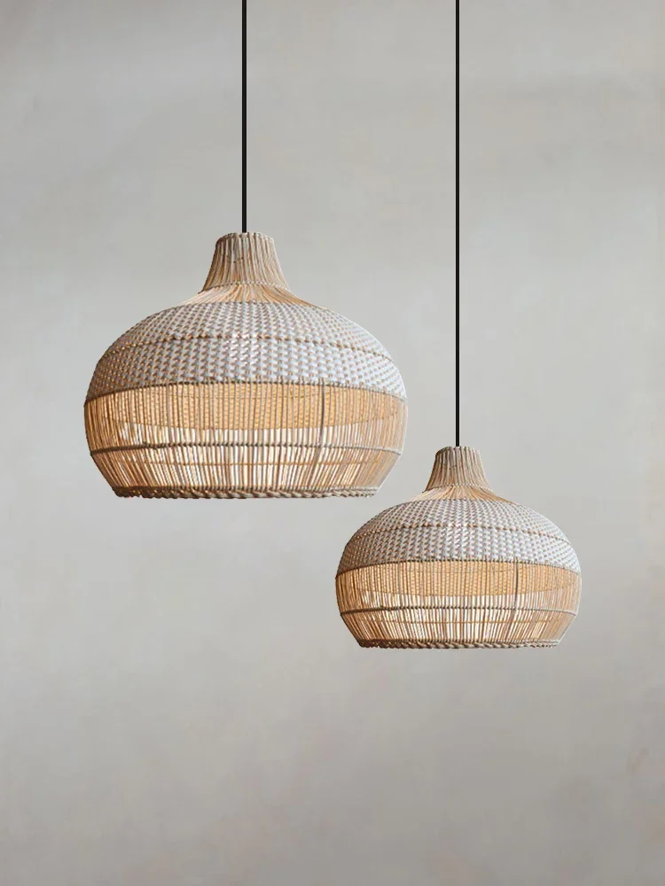

Rattan Living Room Chandelier Pastoral Southeast Asia Tea Room Living Room Bedroom Lamp Vintage Bed & Breakfast Hand-Woven Lamps