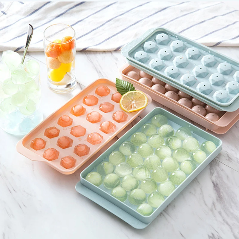 

18/33 Grid Plastic Molds Ice Tray Diamond Round Ice Molds Home Bar Use Round Ball Ice Cube Makers DIY Ice Cream Moulds Kitchen