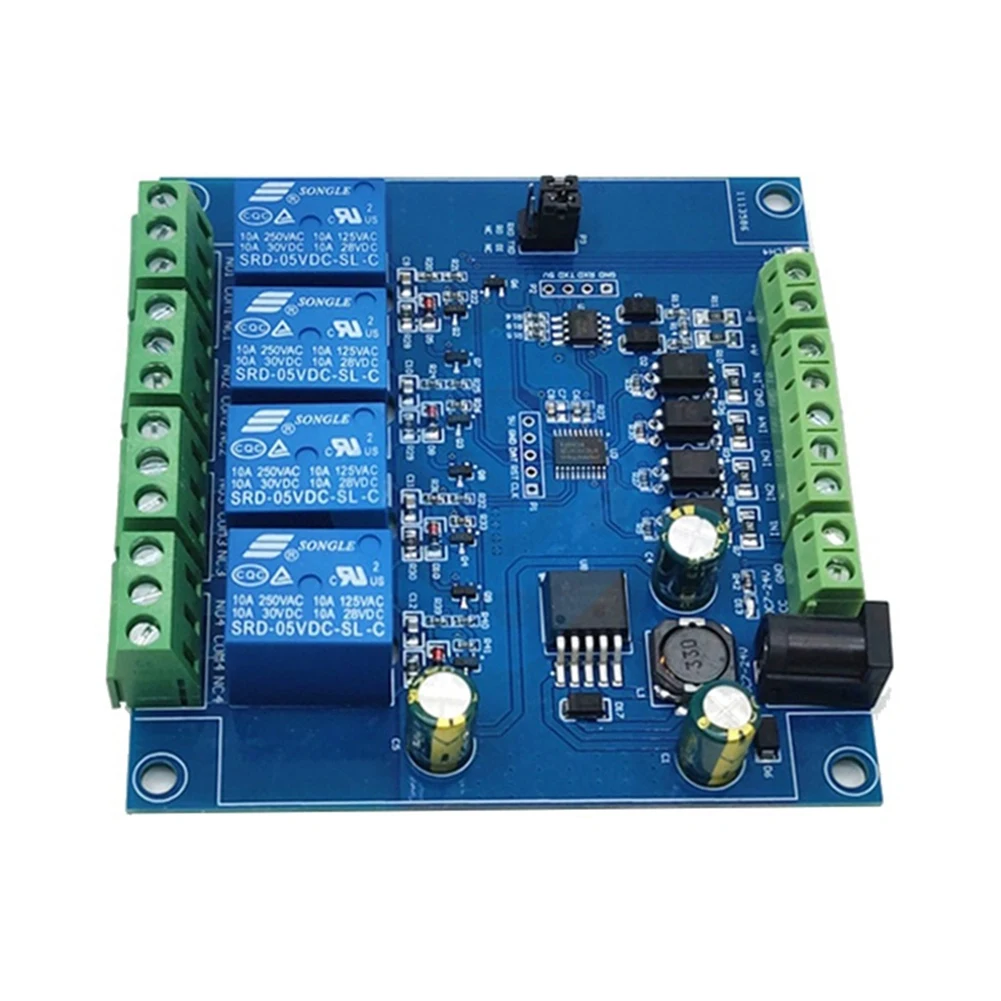 Четырехканальный релейный модуль Modbus Rtu 7-24 В переключатель RS485/TTL интерфейсное