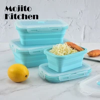 silicone folding lunch box food storage container portable child bento box camping outdoor picnic crisper boxes seal tableware