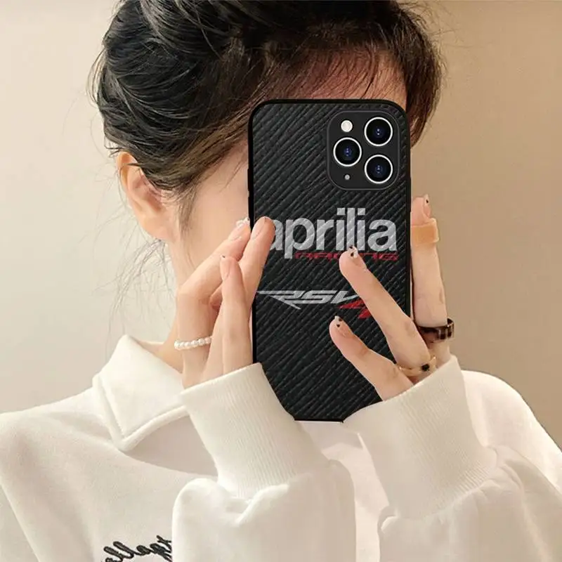

Aprilia Racing Motorcycle Phone Case Hard Leather Case for iPhone 11 12 13 Mini Pro Max 8 7 Plus SE 2020 X XR XS Coque