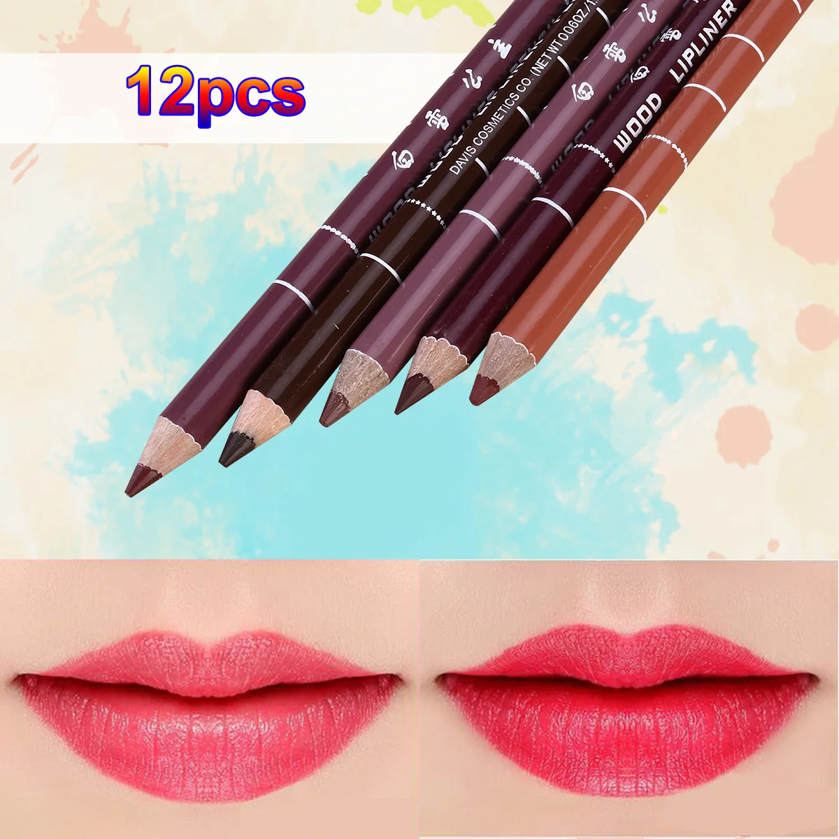 

12PCS Random Color Smooth Professional Easy to Apply Waterproof Lipliner Lip Makeup Set for Ladies Girls Women