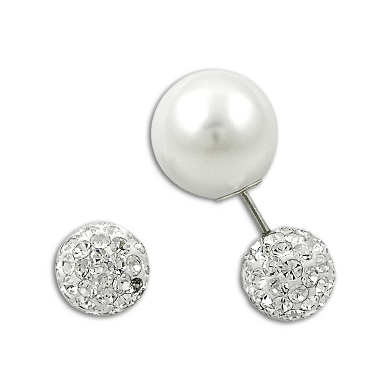 

Silver 925 Sterling Double Sided Pearl & Cubic Zirconia Earrings