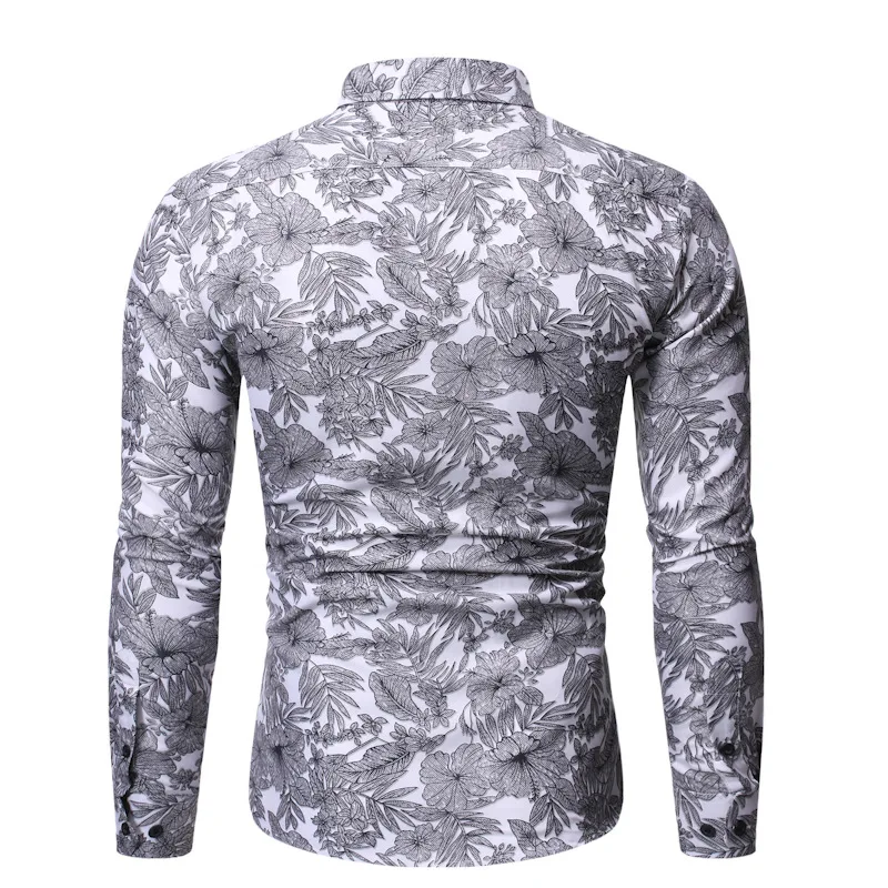 Mattswag Mens Spring Autumn Long Sleeve T Shirts Brand New Flower Printed Breathable Men's Clothing Casual Fashion Camisa Hombre