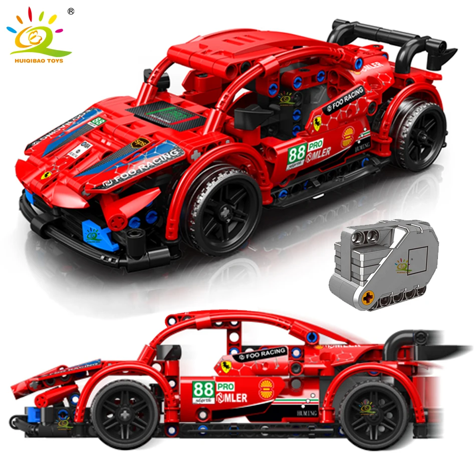 

HUIQIBAO 339pcs Technical City Racing Sports Supercar Champions Car Building Blocks Pull-Back Vehicle Toy for Children Boys Gift