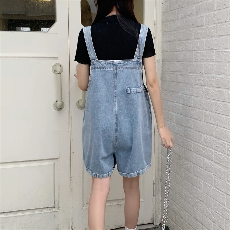 Denim suspenders Women's blue spring and summer 2023 Korean version westernized age reduction versatile new loose thin wide leg