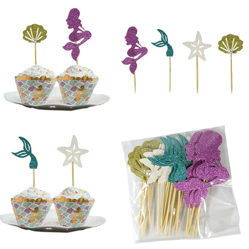 

24 шт., украшения для торта «русалка»