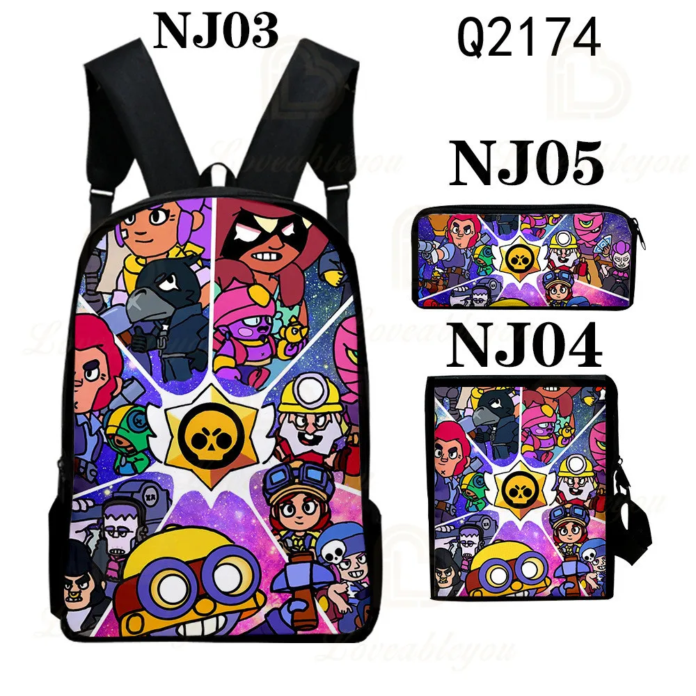 

New Children's Backpack Star and Leon Shooting Game Pattern Students School Bags Cartoon 3PCS Set Teenagers Book-Bags Rucksack