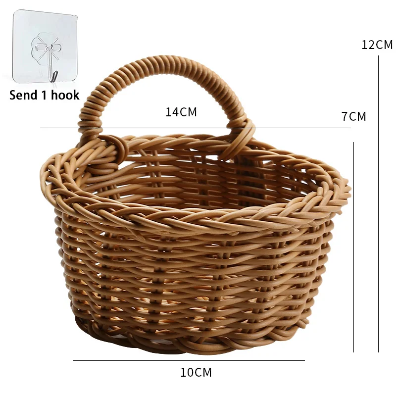 Description Picture 3 of itemHanging Plastic Storage Basket for Flowers Plants Pot Handwoven Basket with Handle for Kitchen Organizer Home Room Decoration