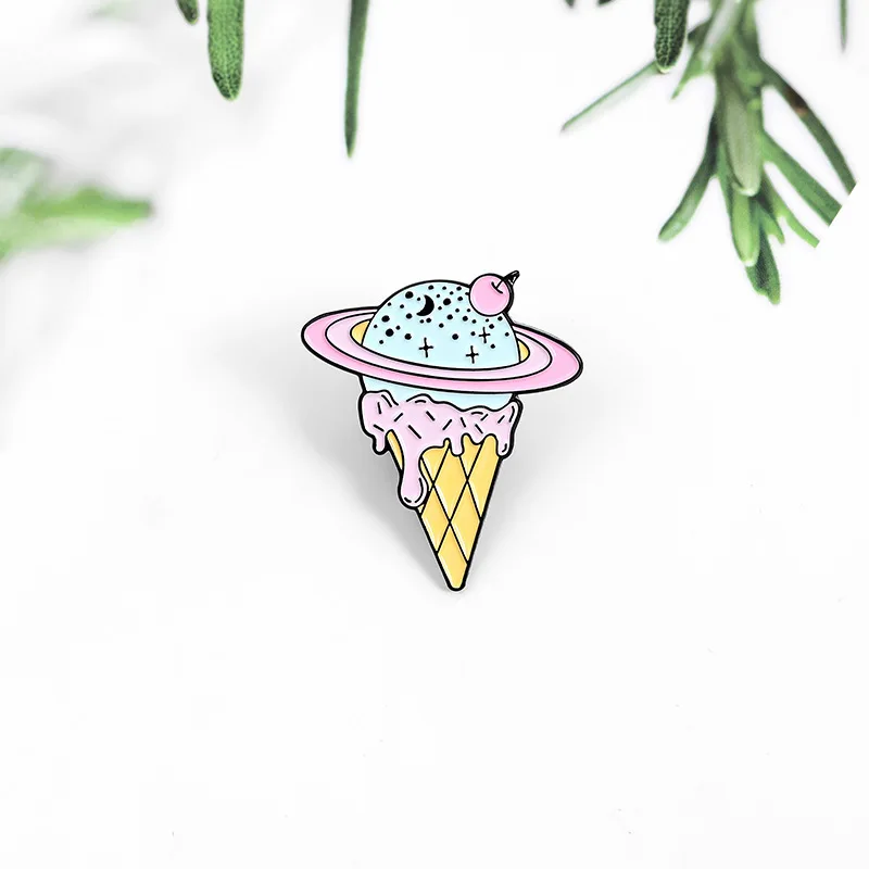 

Space Ice Cream Pins Cosmic Planet Cone Pin Backpack Clothing Accessories Alloy Enamel Lapel Pins Brooches Badge