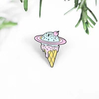 creative space ice cream brooch cosmic planet cone pin badge alloy drip oil anti glare buckle wholesale lapel pin