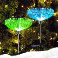 waterproof solar garden lights landscape stake light outdoor solar fiber optic jellyfish lawn lamp for patio yard pathway