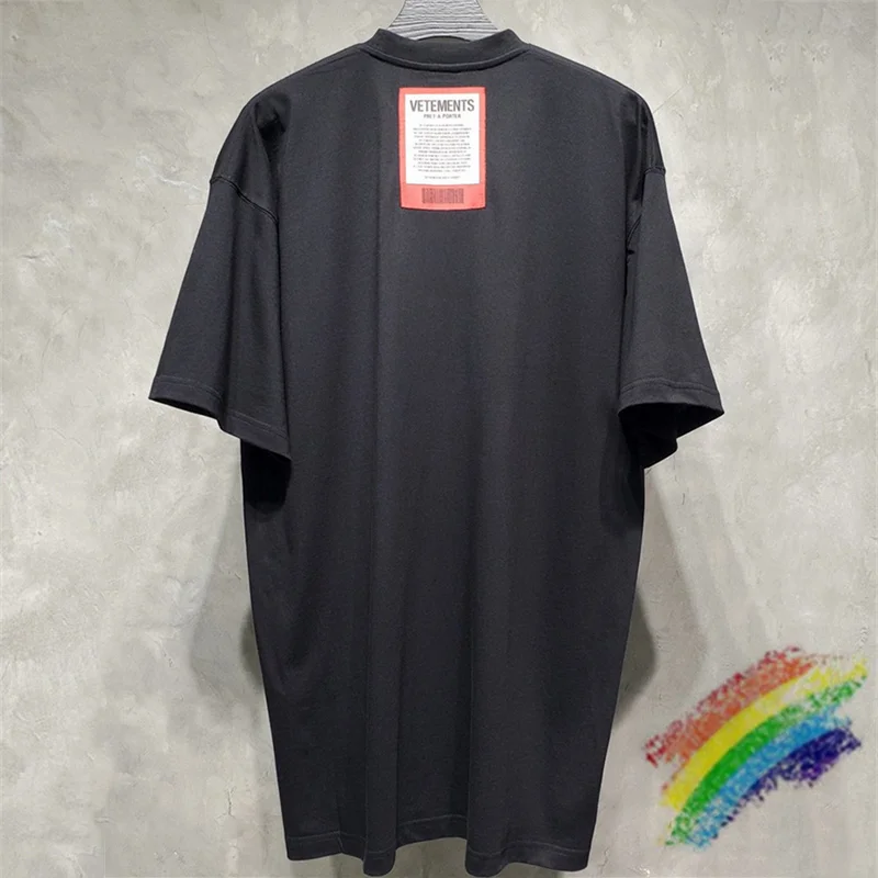 

2021ss 100% Cotton VETEMENTS T-shirt Short Sleeve Black 1:1 High Quality Oversize Top Tees Embroidered Tag T-shirts