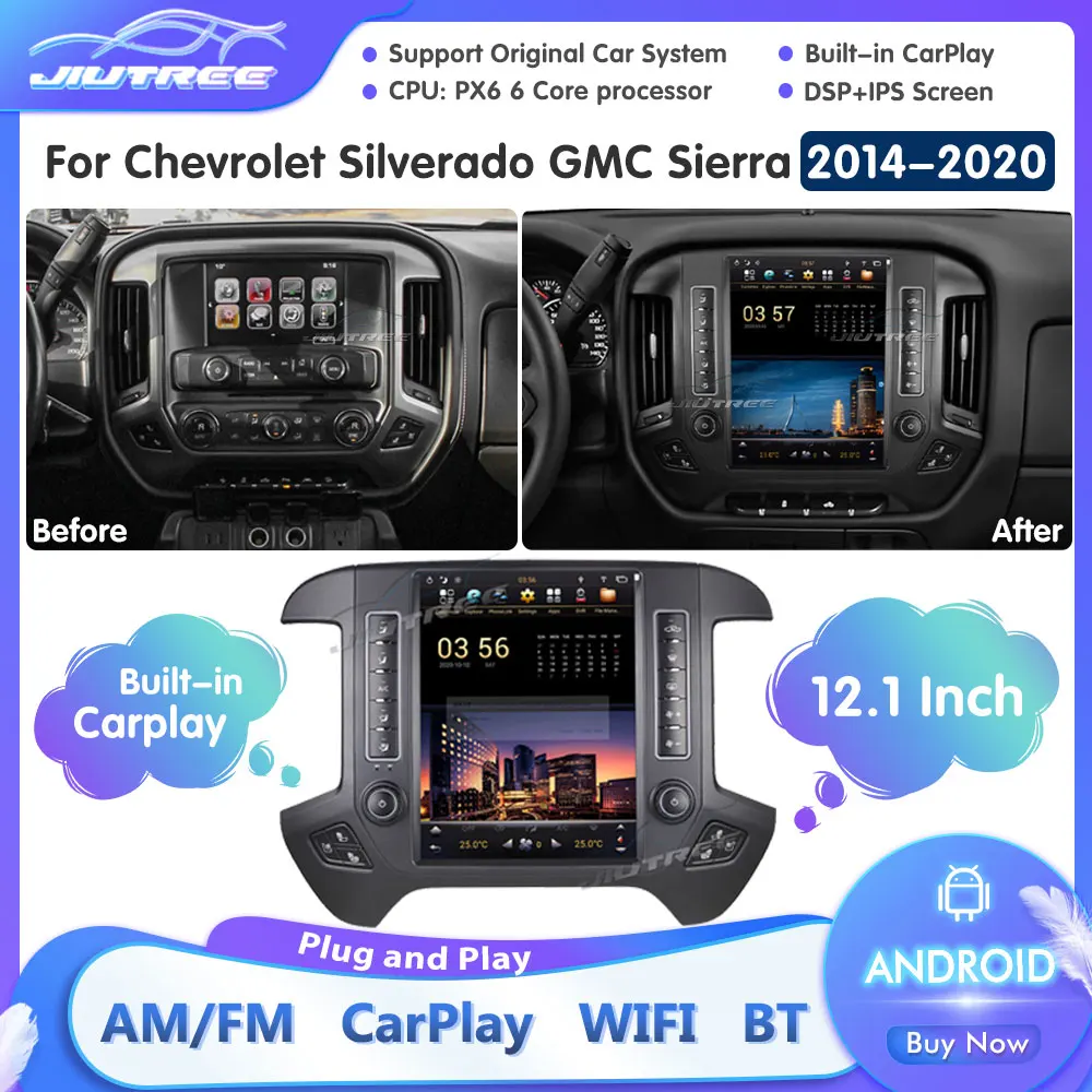 

Автомагнитола для Chevrolet Silverado GMC Sierra 2014, 2015, 2016, 2017, 2018, 2019, 2020, Android, мультимедийный проигрыватель, головное устройство