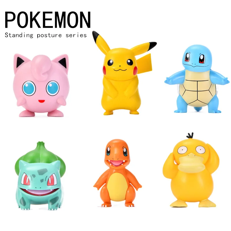 

Pokmon Standing Cute Psyduck Pikachu Charmander Bulbasaur Around Dolls Desktop Small Ornaments Hand-Made Gifts