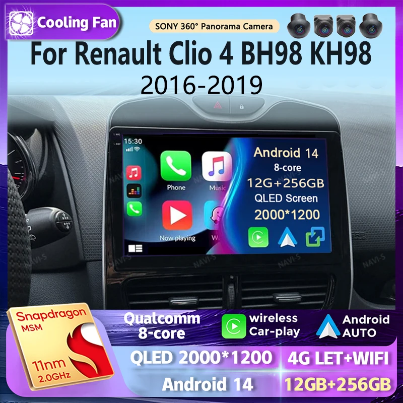Android 14 для Renault Clio 4 BH98 KH98 2016-2019 2K QLED Автомобильный радиоприемник Мультимедийный