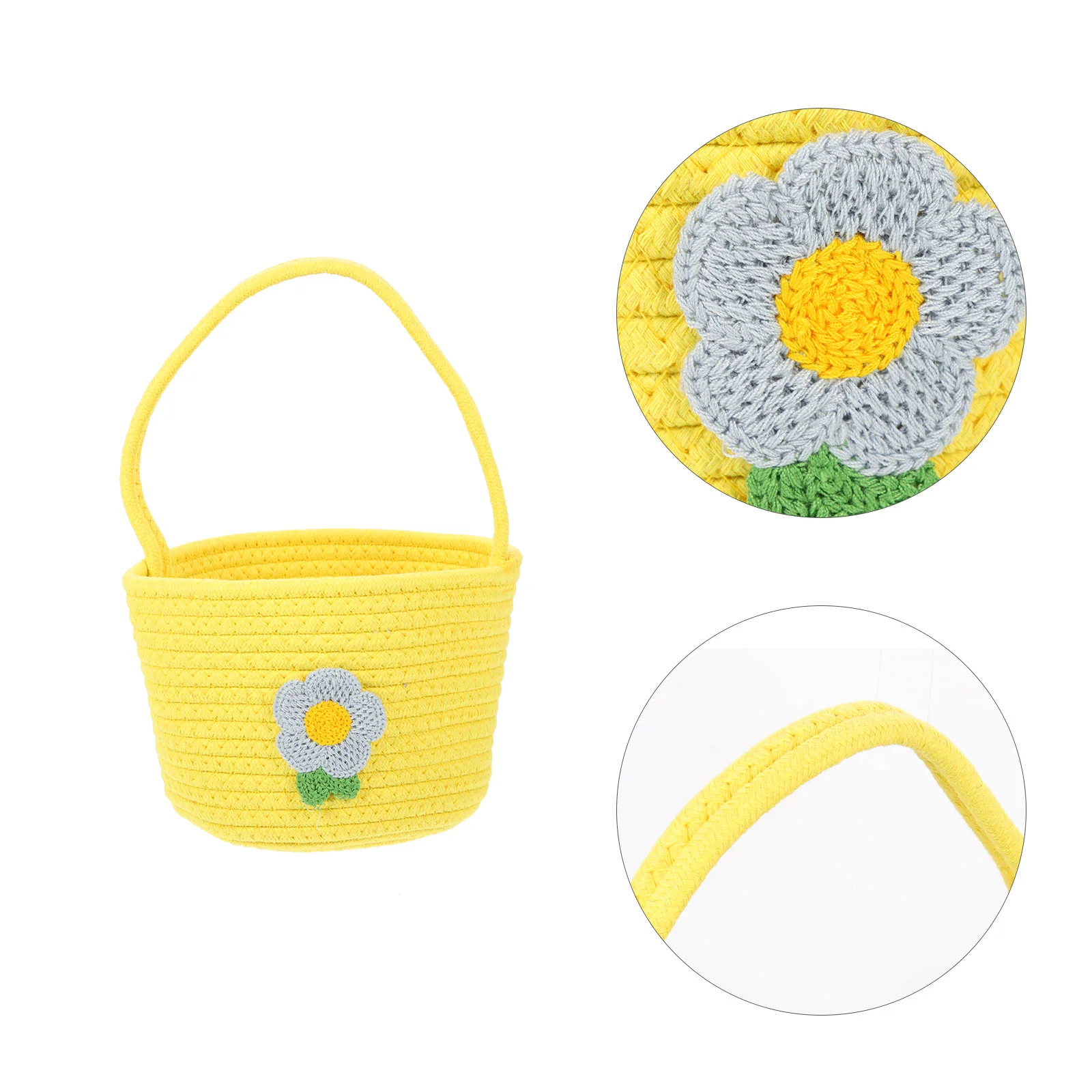 

Basket Woven Picnichandles Children Fruit Storagebaskets Portable Kid Cute Holder Multipurpose Rope Handheld