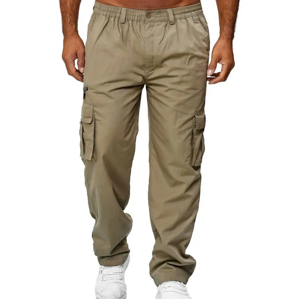 

Stylish Trousers Streetwear Men Pants Mid Waist Mid Waist Cargo Pants Button
