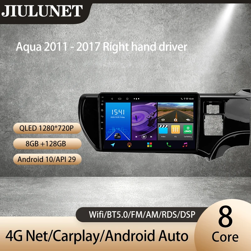 

JIULUNET для Toyota Aqua 2011 - 2017 водитель для правой руки Carplay Ai Voice автомобильное радио мультимедийный видеоплеер навигация GPS Android