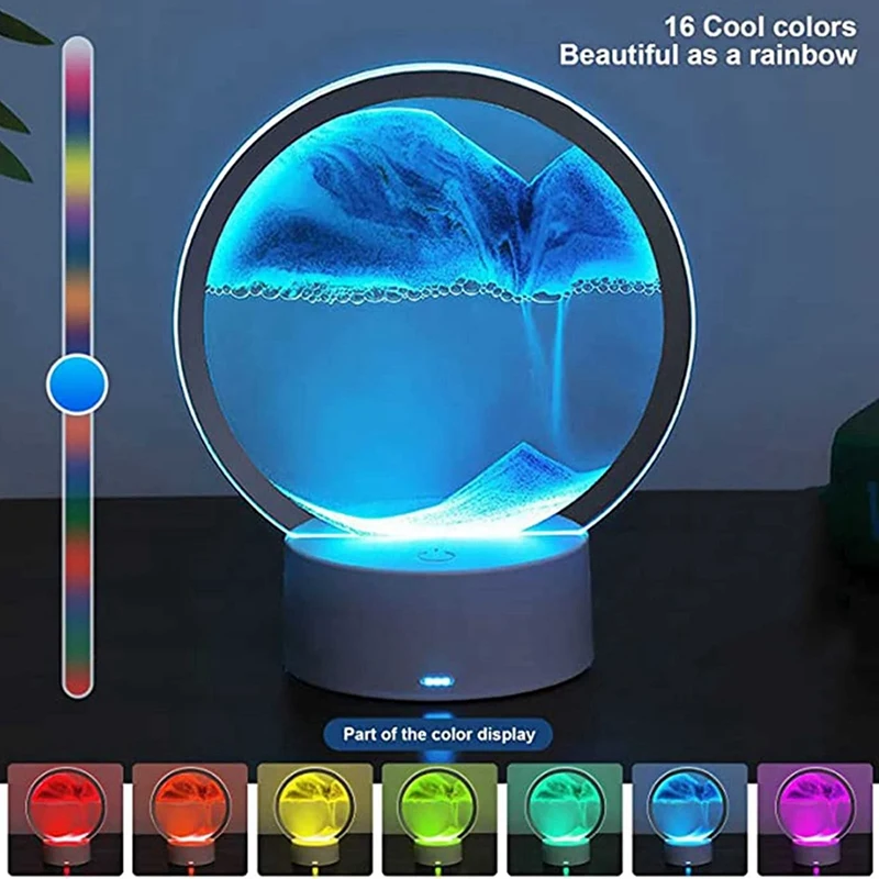 Светодиодная RGB пейзажная лампа с движущимся песком художественный ночник