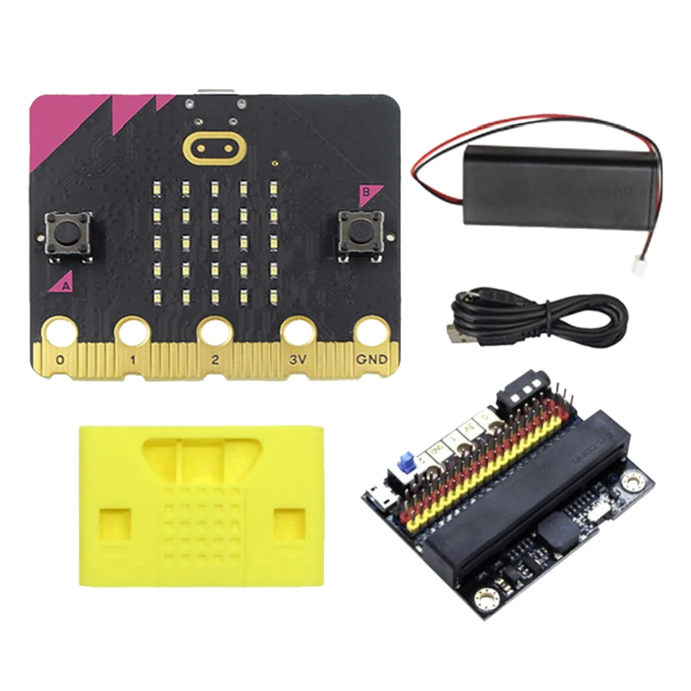 

BBC Micro: комплект Bit V2.2 Built-in программируемая плата разработки микрофона динамика + плата расширения ввода-вывода V2.0 + защитный чехол